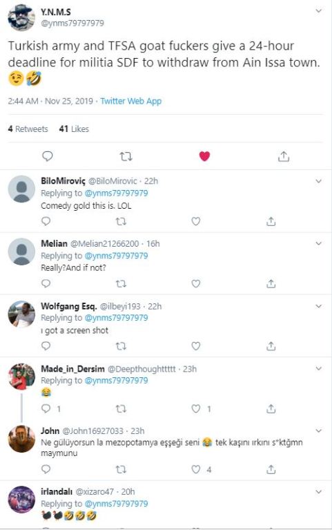 tweet responses laugh turkish 24 hours 11-25-19